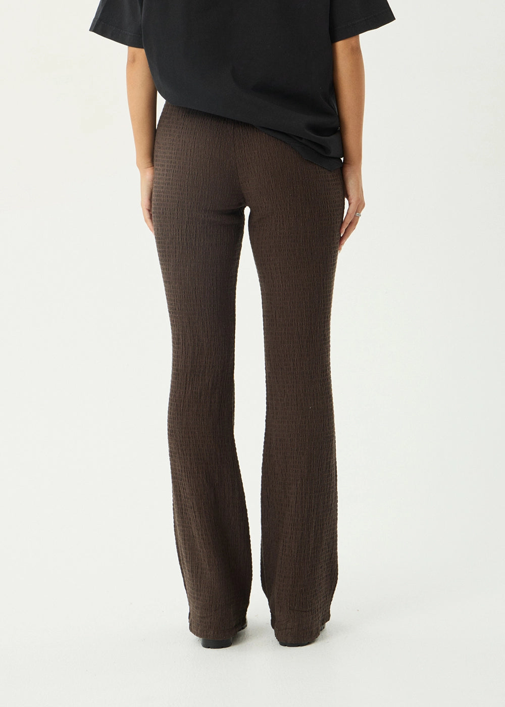 AFENDS Womens Focus - Seersucker Flare Pant - Coffee