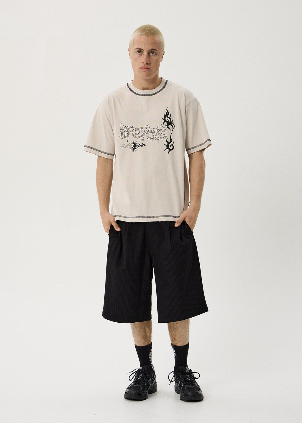 AFENDS Yang - Heavyweight Boxy Tee - Moonbeam