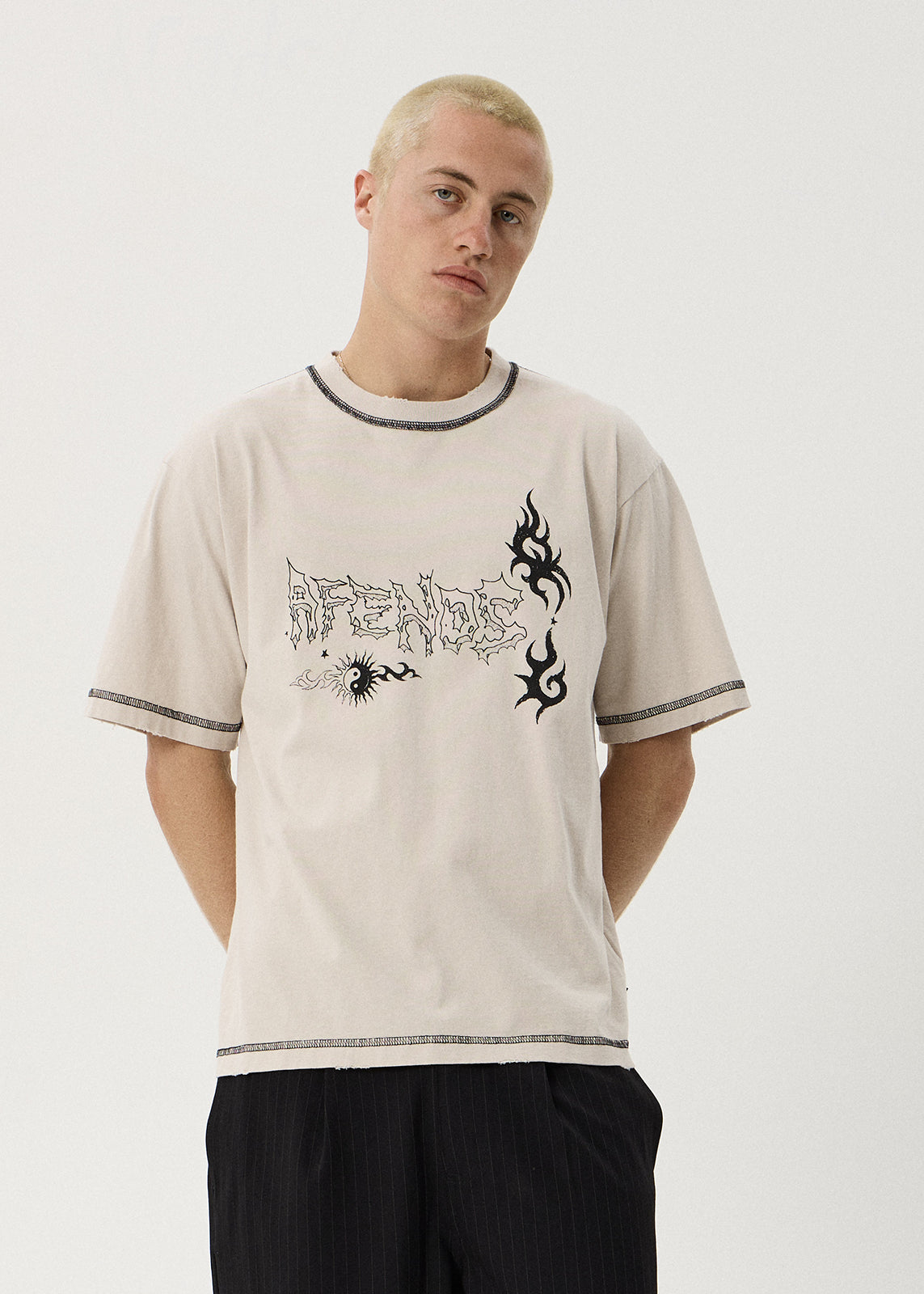 AFENDS Yang - Heavyweight Boxy Tee - Moonbeam