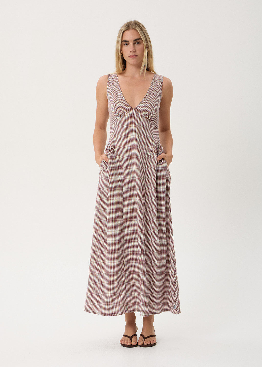 AFENDS Jacqueline - Maxi Dress - Mahogany Check