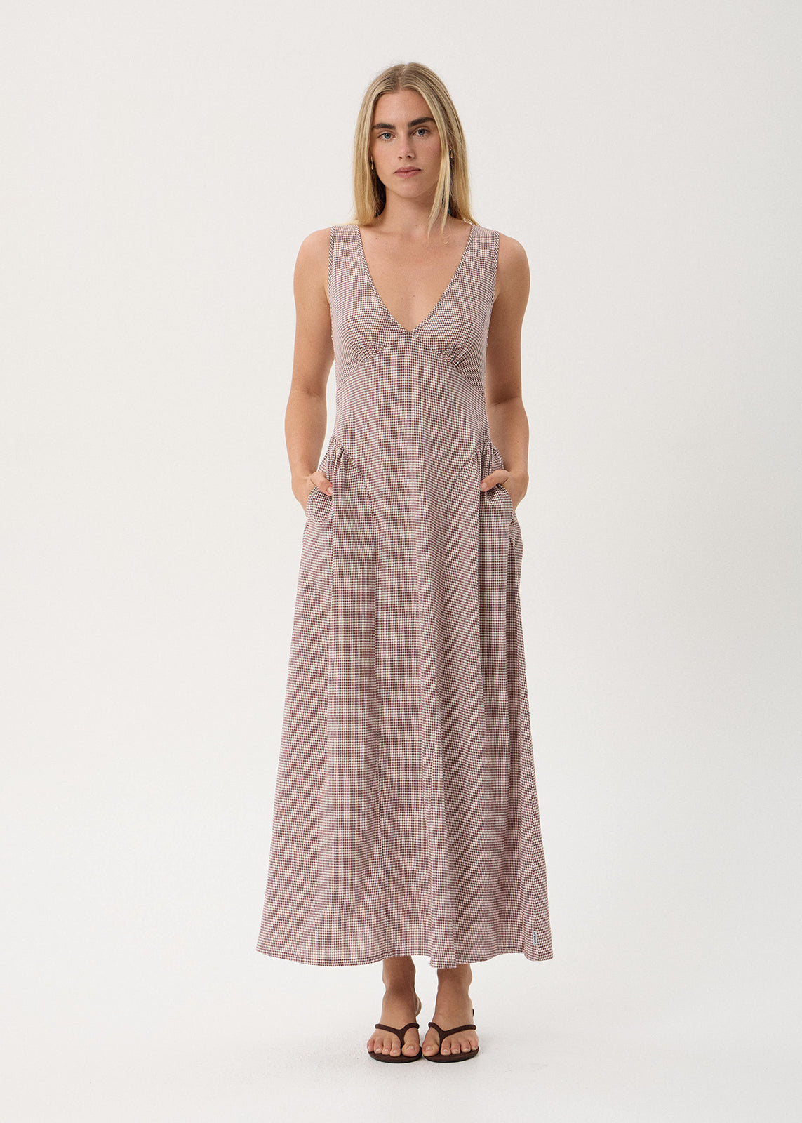 AFENDS Jacqueline - Maxi Dress - Mahogany Check