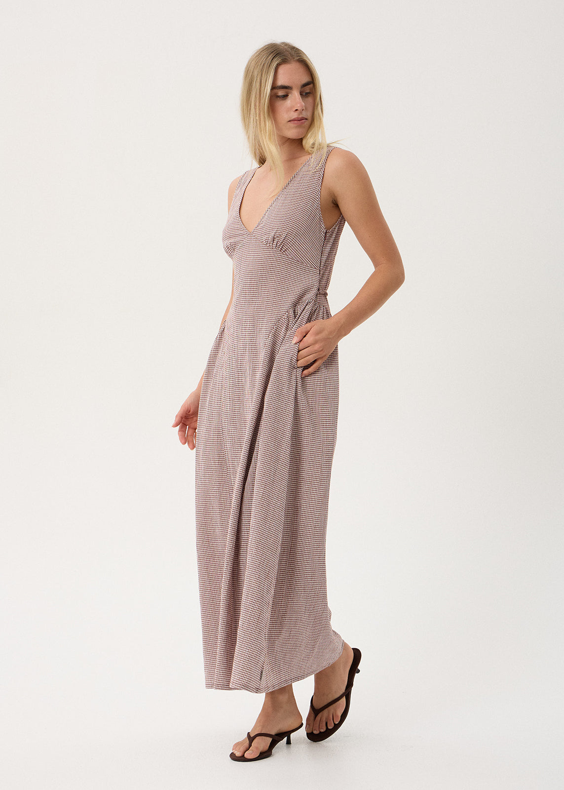 AFENDS Jacqueline - Maxi Dress - Mahogany Check