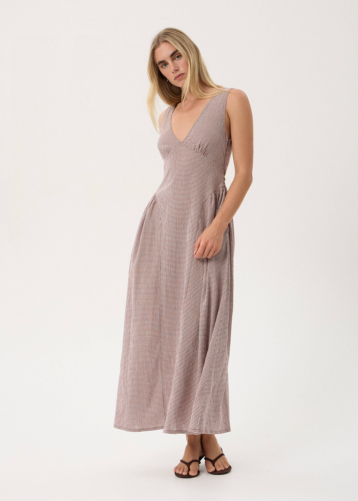AFENDS Jacqueline - Maxi Dress - Mahogany Check