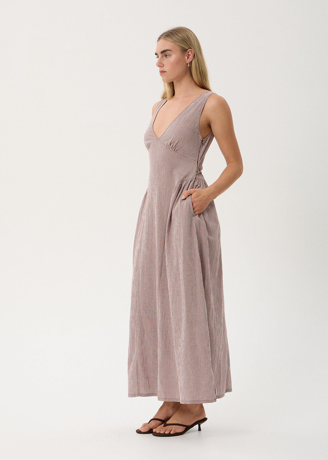 AFENDS Jacqueline - Maxi Dress - Mahogany Check