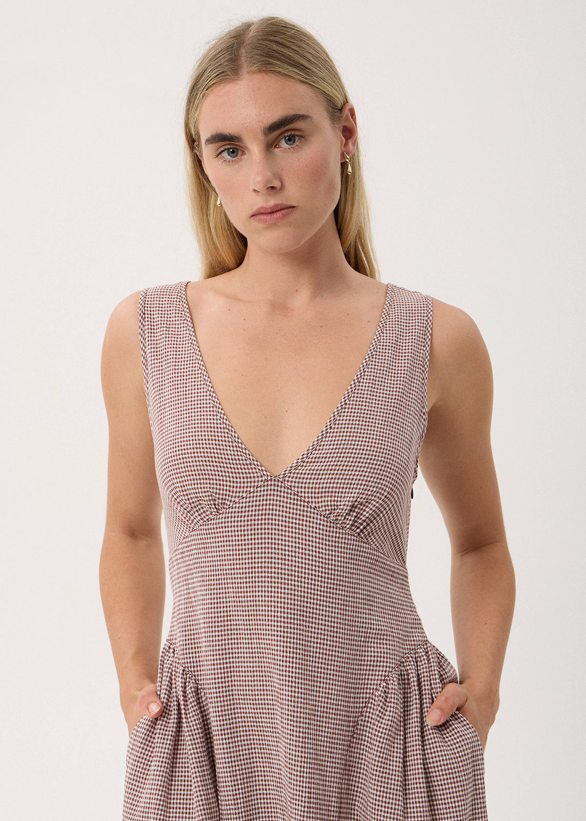 AFENDS Jacqueline - Maxi Dress - Mahogany Check