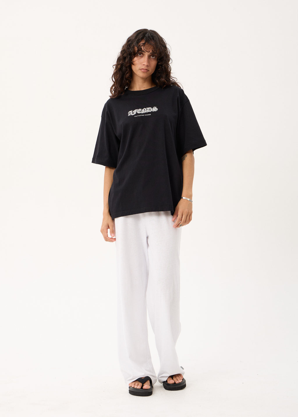 AFENDS Script - Boxy Tee - Black