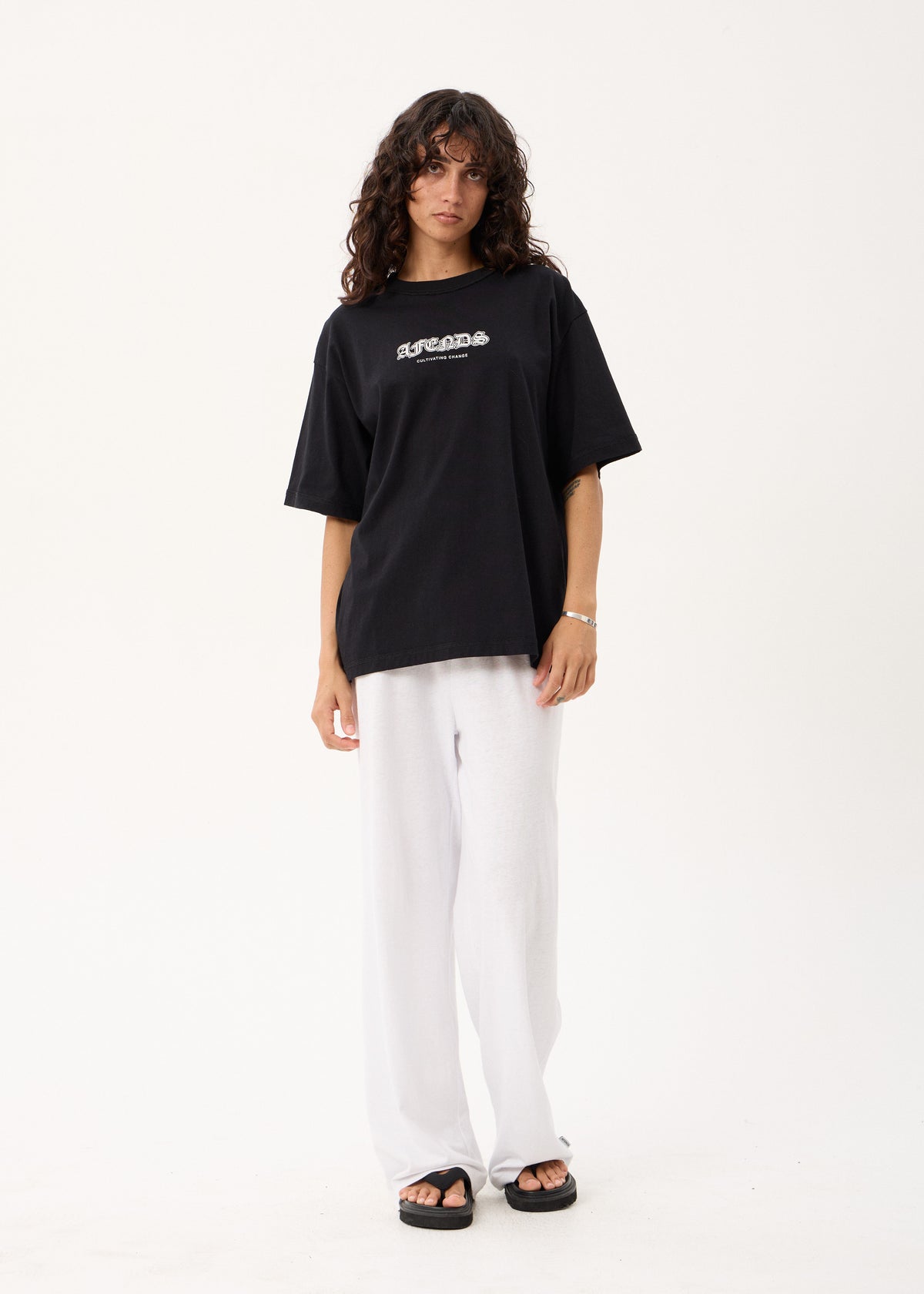 AFENDS Script - Boxy Tee - Black