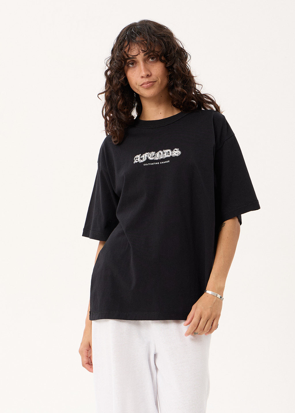 AFENDS Script - Boxy Tee - Black