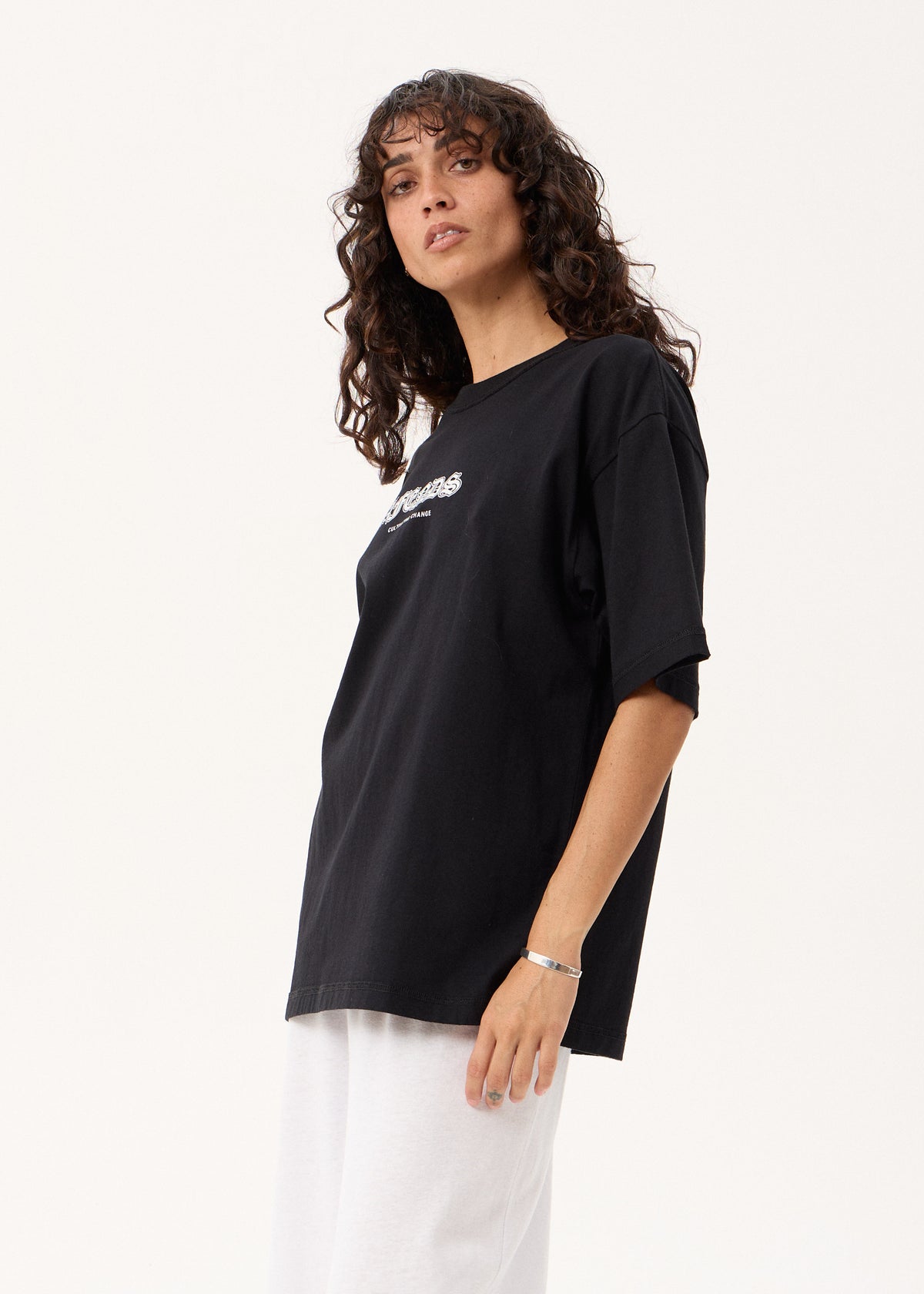 AFENDS Script - Boxy Tee - Black