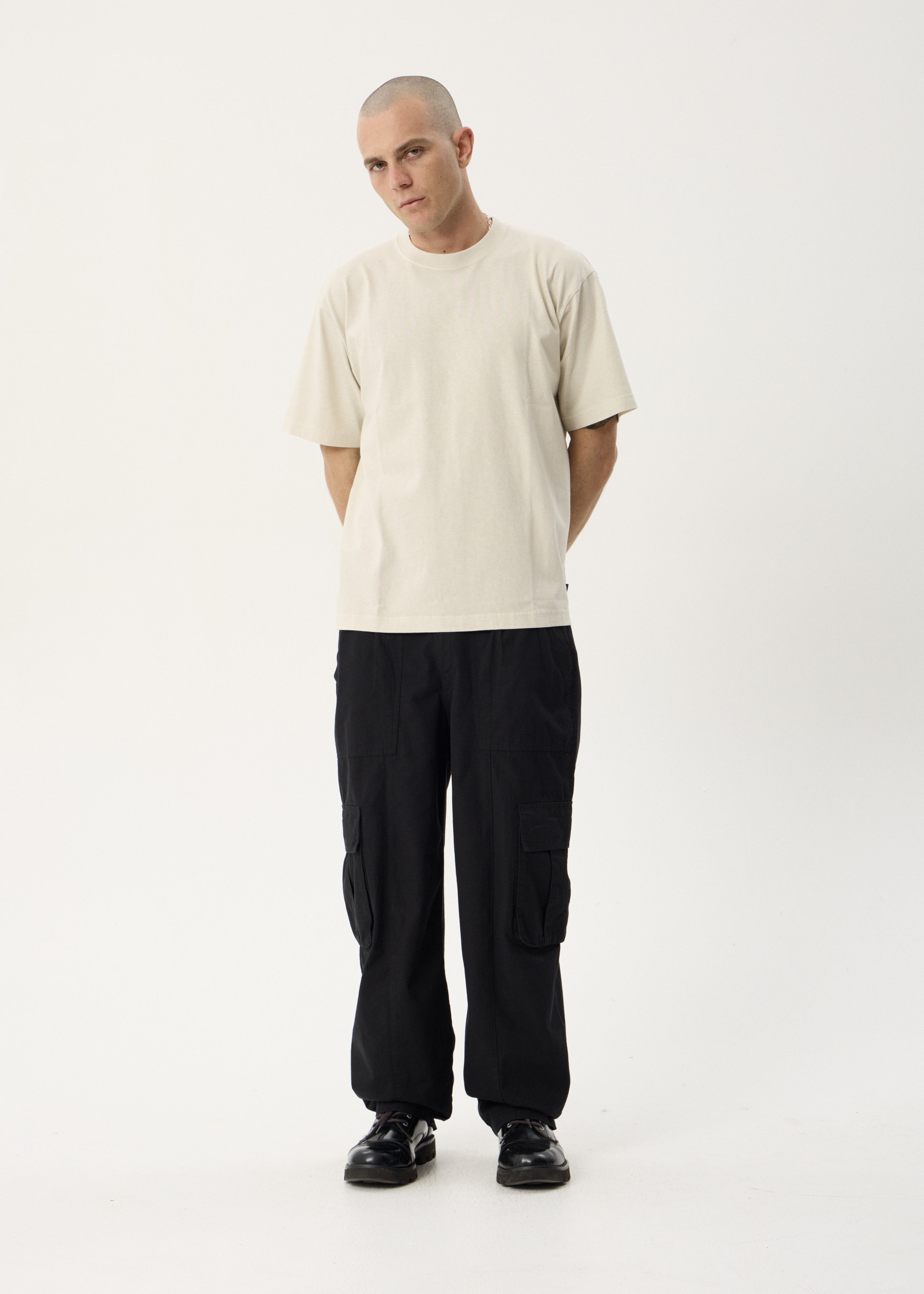 AFENDS Mens Genesis - Heavyweight Boxy Tee - Moonbeam