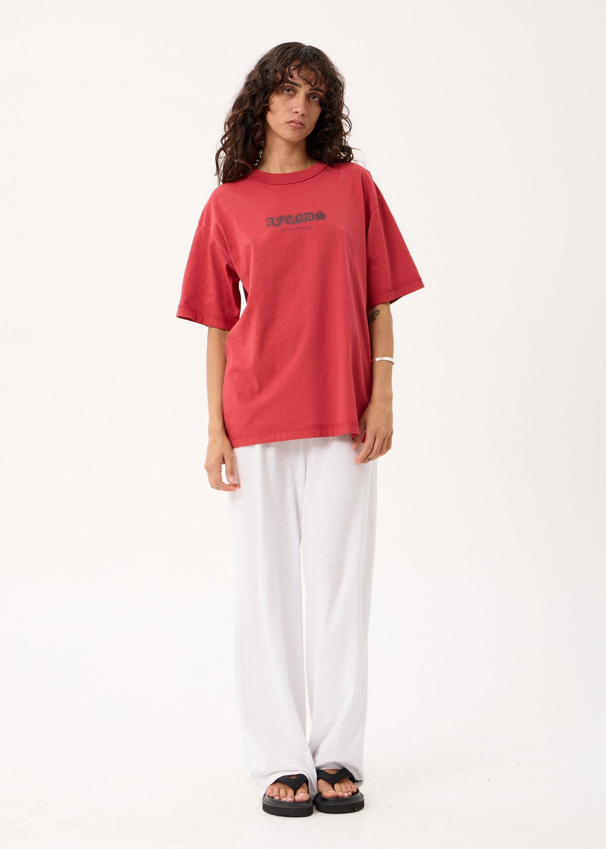 AFENDS Script - Boxy Tee - Vintage Cherry