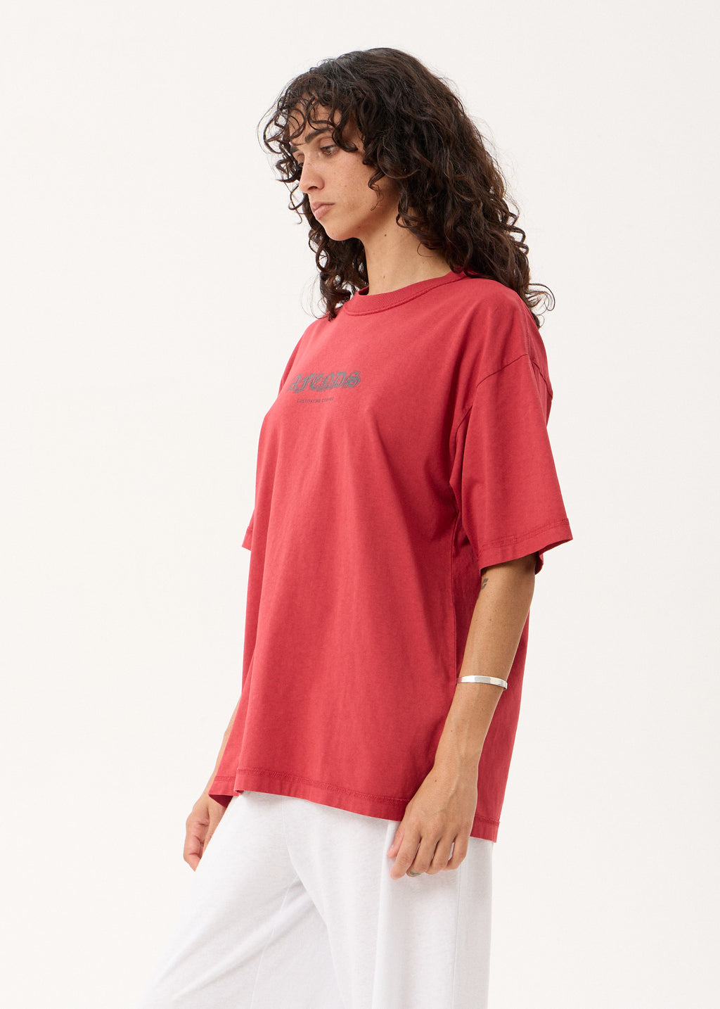 AFENDS Script - Boxy Tee - Vintage Cherry