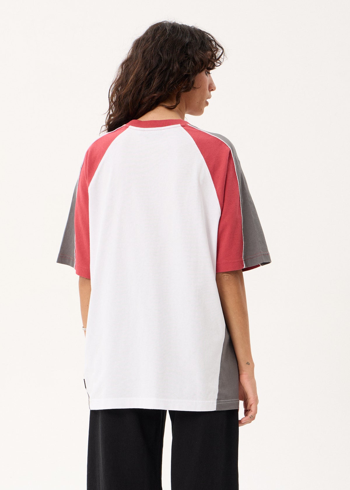 AFENDS Tallows - Panelled Raglan Tee - Cherry Red