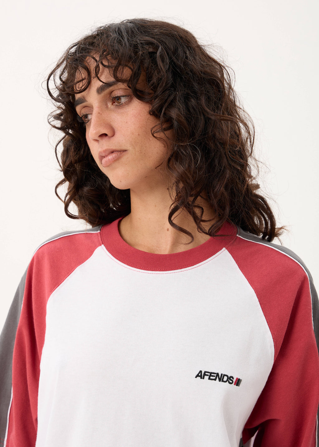 AFENDS Tallows - Panelled Raglan Tee - Cherry Red