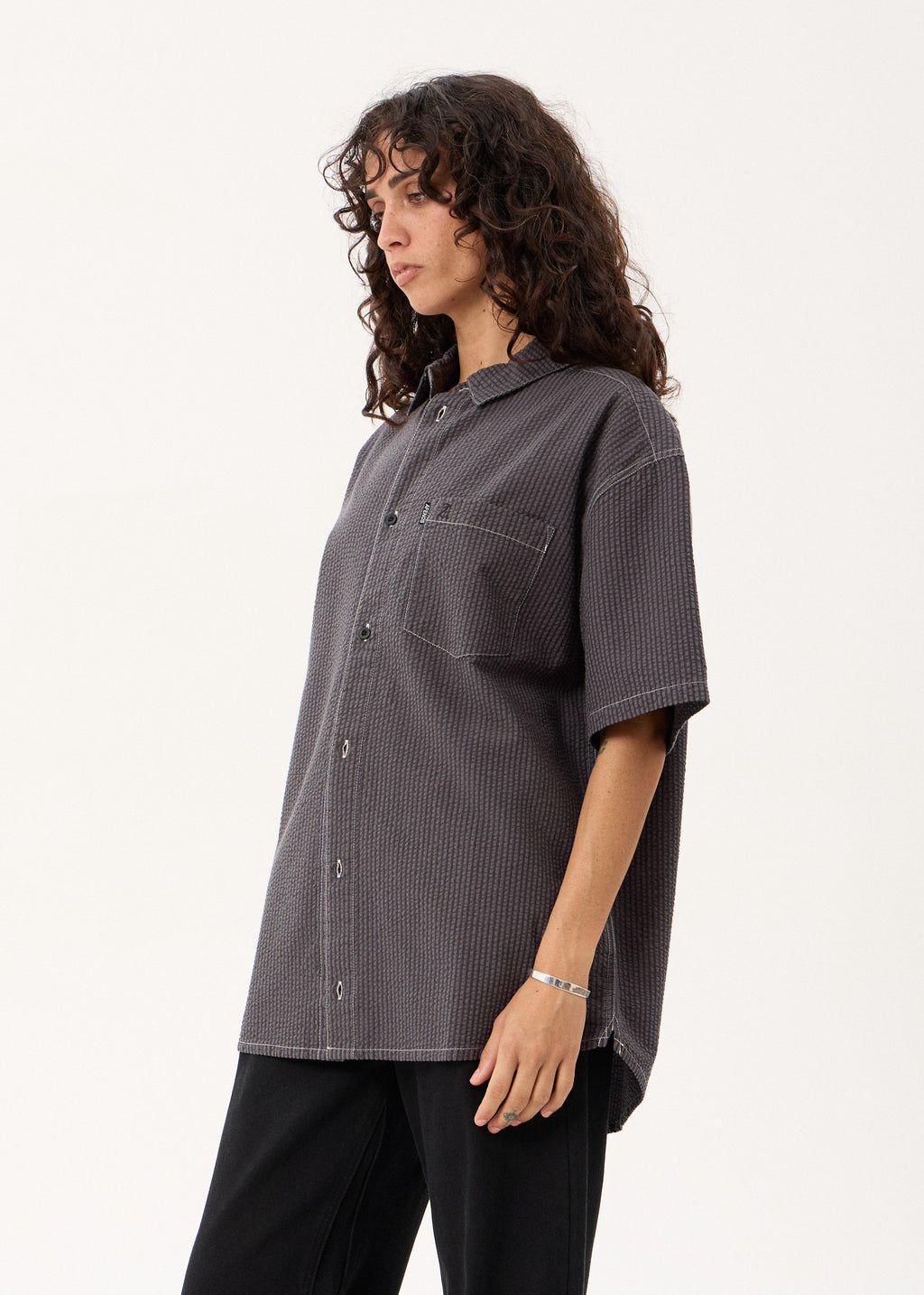 AFENDS Static - Short Sleeve Shirt - Black Stripe