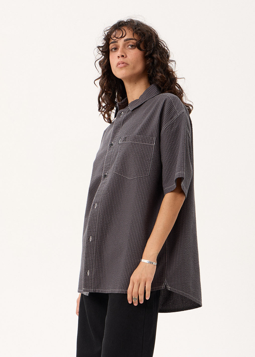 AFENDS Static - Short Sleeve Shirt - Black Stripe