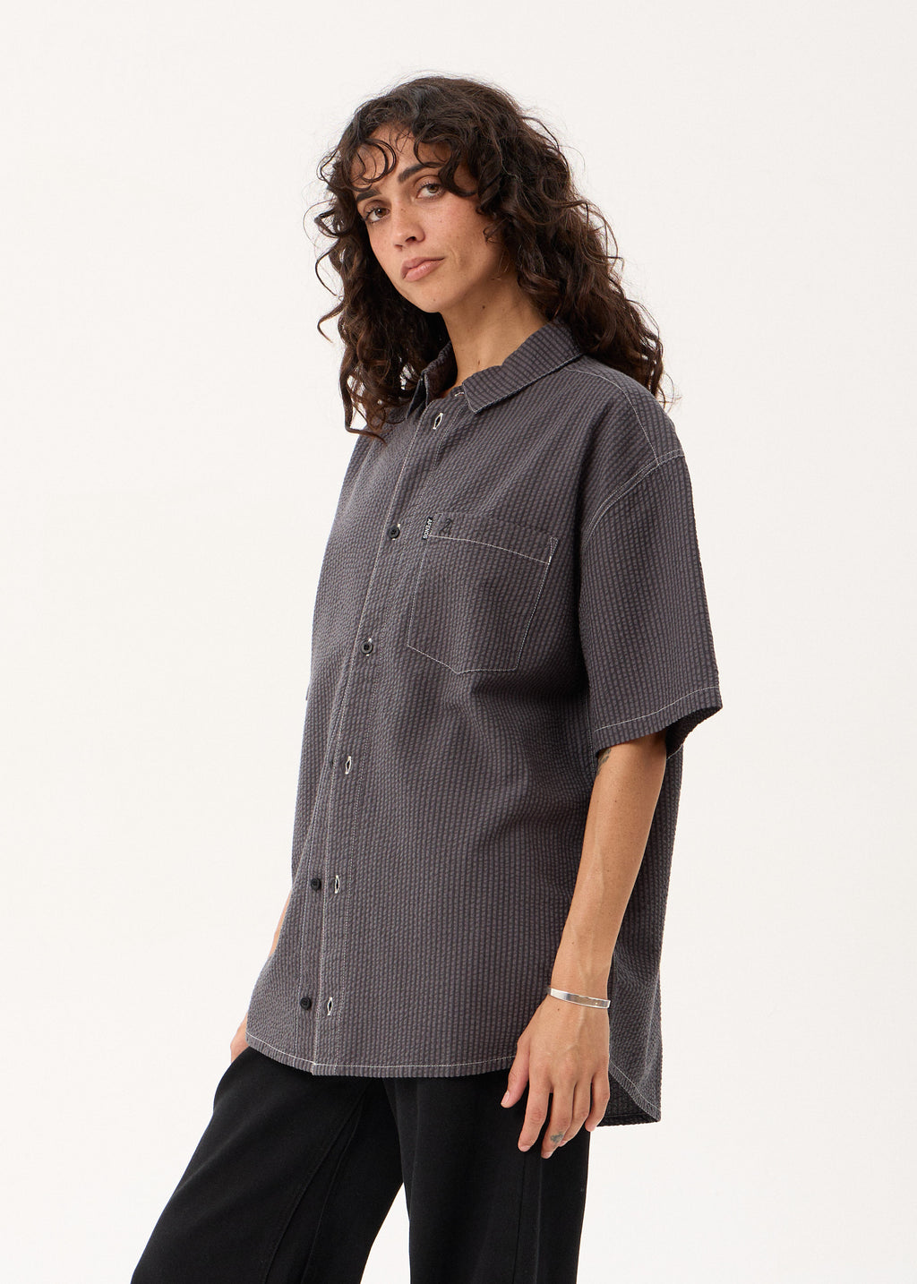 AFENDS Static - Short Sleeve Shirt - Black Stripe