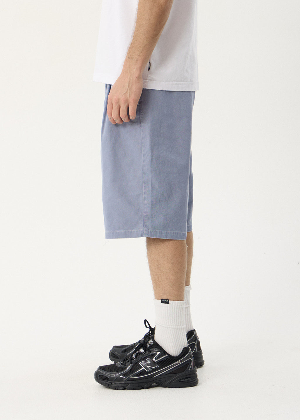AFENDS Mens Fast Forward - Baggy Pleated Short 24" - Washed Slate Blue