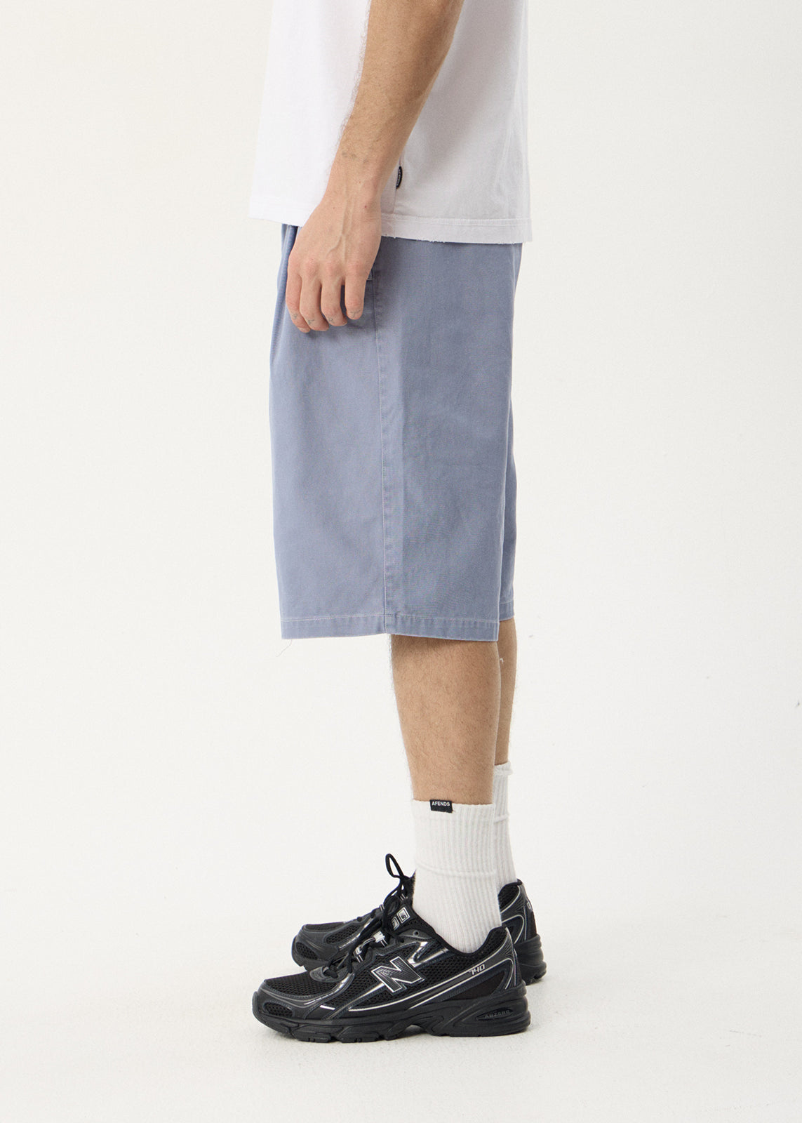 AFENDS Mens Fast Forward - Baggy Pleated Short 24" - Washed Slate Blue