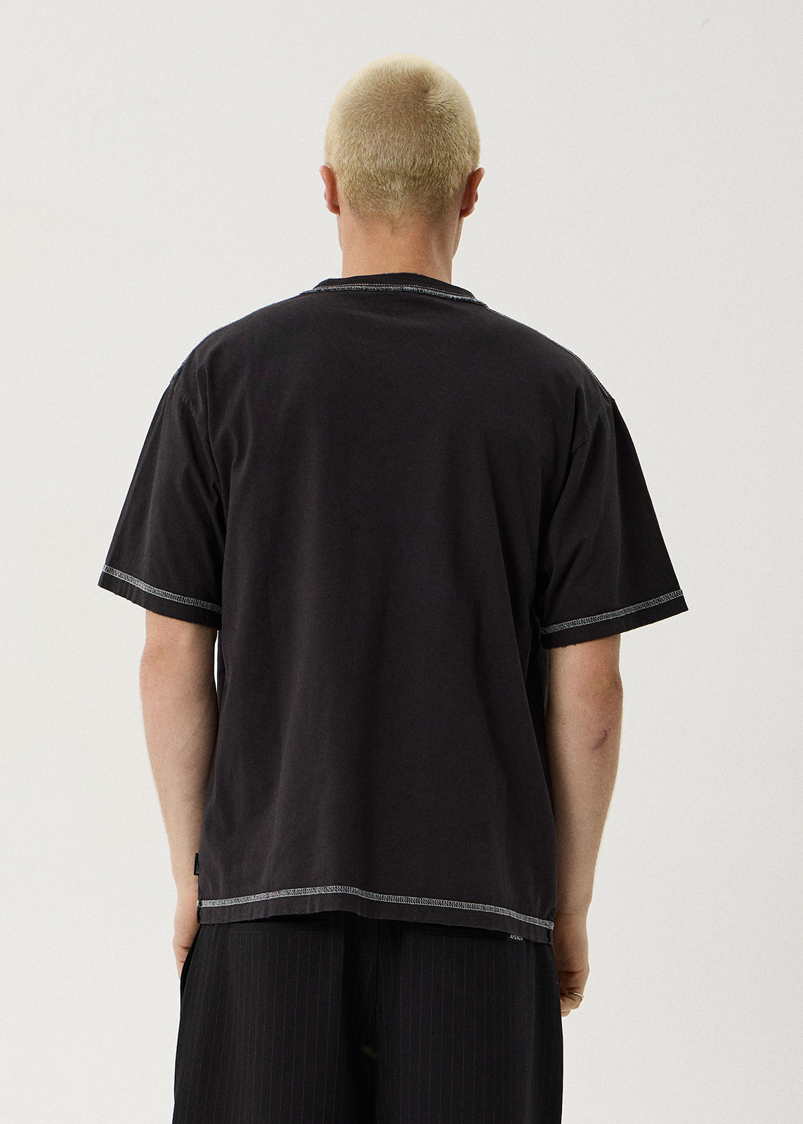 AFENDS Yang - Heavyweight Boxy Tee - Stone Black