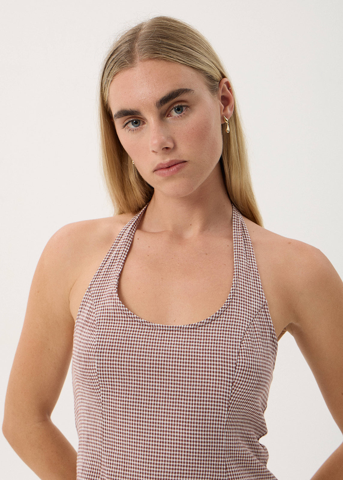 AFENDS Mazzy - Mini Dress - Indy Mahogany Check