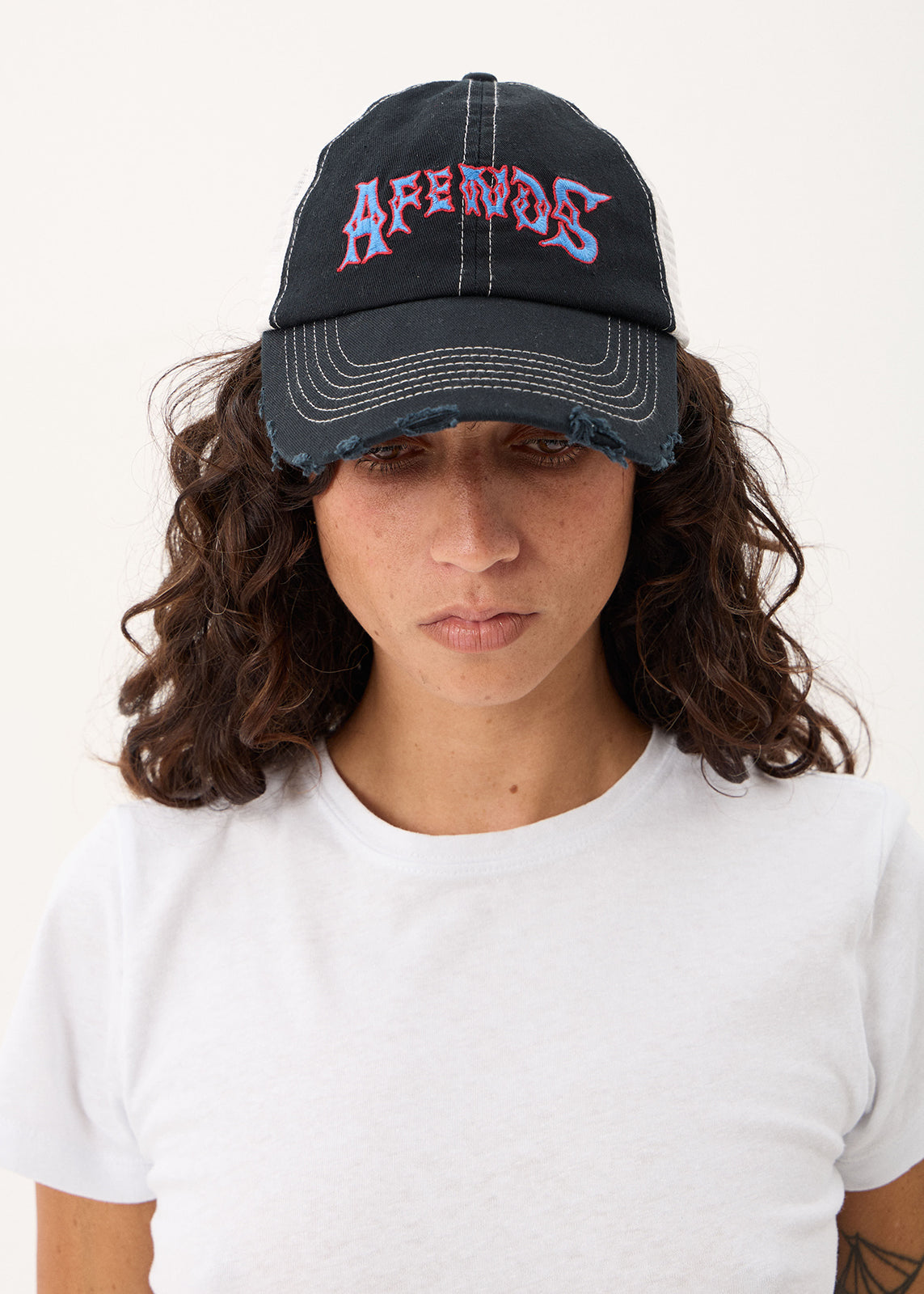 AFENDS Mot - Six Panel Mesh Cap - Stone Black