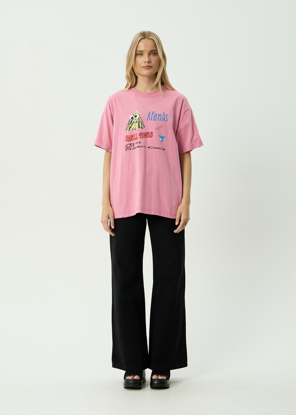 AFENDS Mens Shell Times - Recycled Boxy Fit Tee - Washed Marrakesh