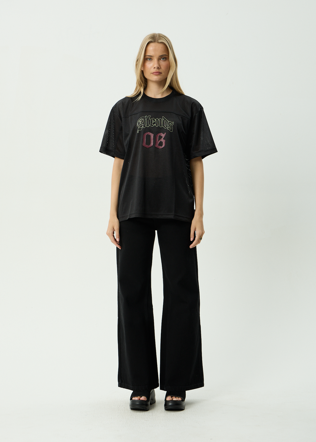 AFENDS Mens Zero Six - Mesh Jersey Boxy Tee - Black