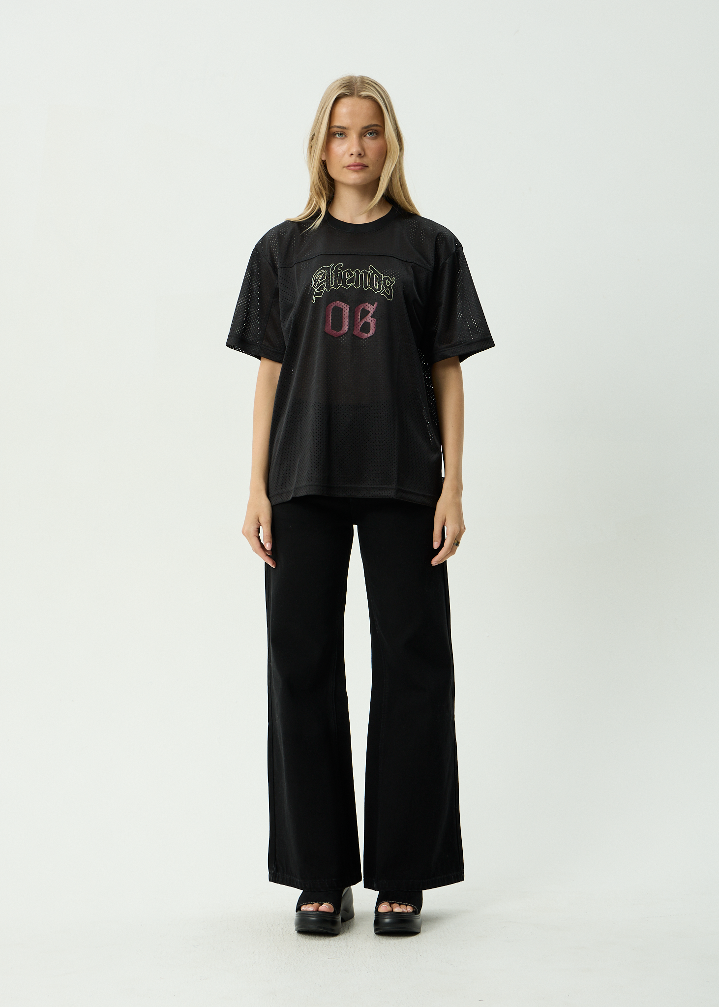 AFENDS Mens Zero Six - Mesh Jersey Boxy Tee - Black