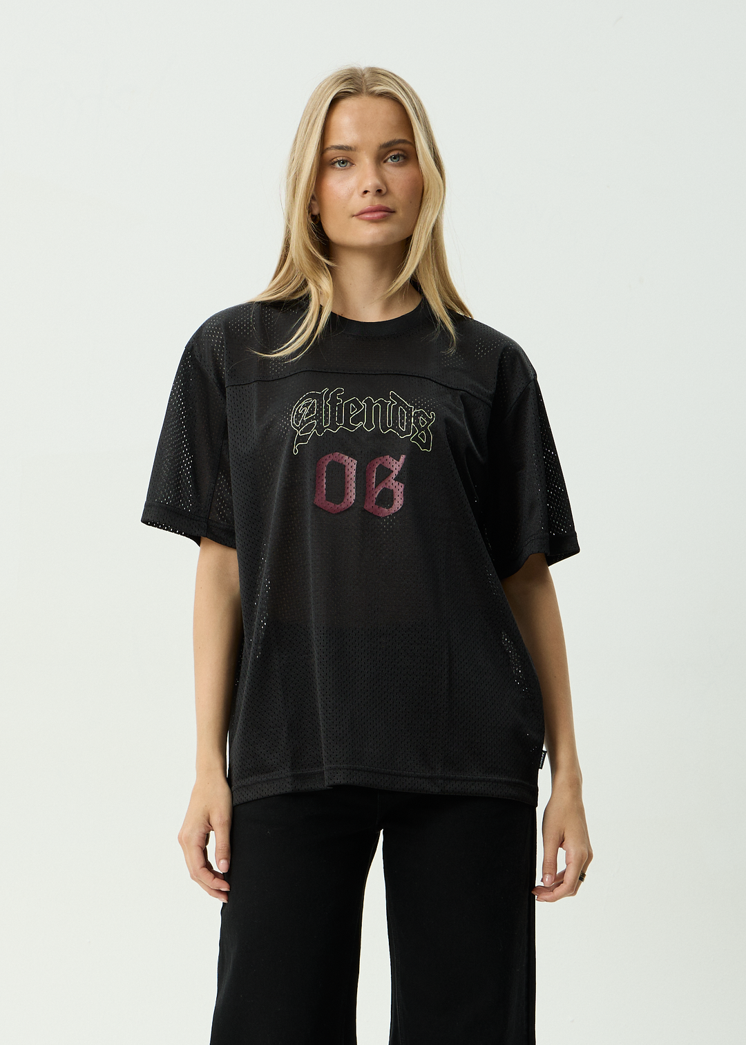 AFENDS Mens Zero Six - Mesh Jersey Boxy Tee - Black