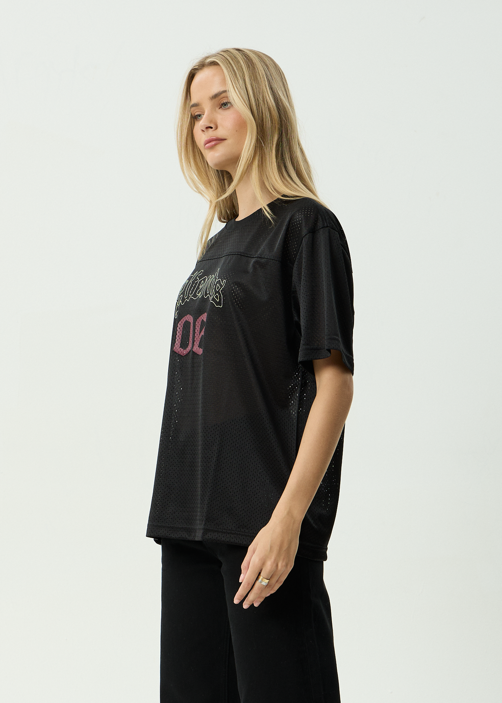 AFENDS Mens Zero Six - Mesh Jersey Boxy Tee - Black