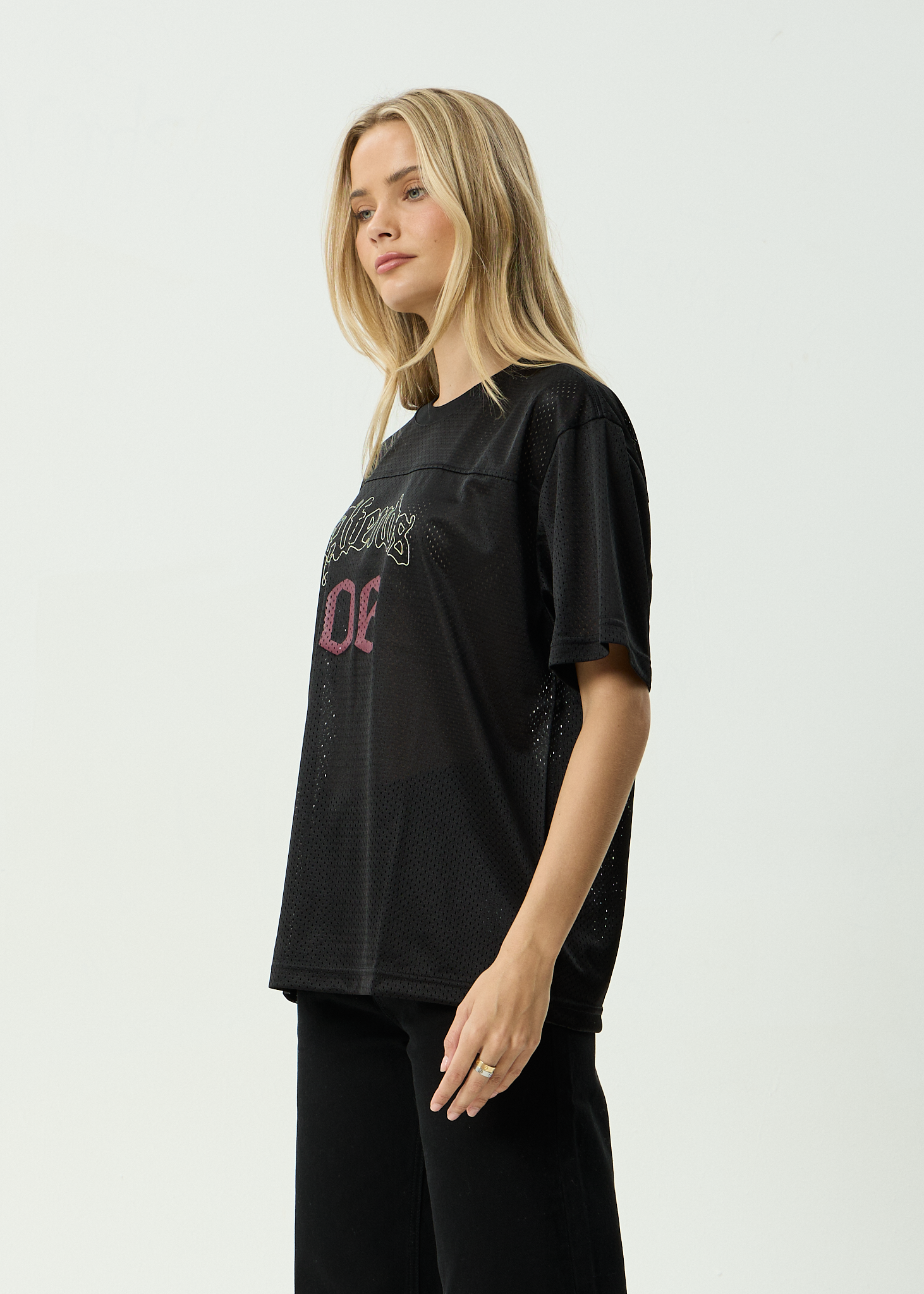 AFENDS Mens Zero Six - Mesh Jersey Boxy Tee - Black
