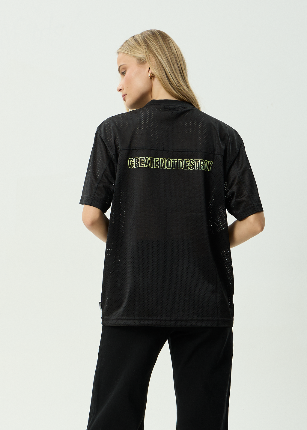 AFENDS Mens Zero Six - Mesh Jersey Boxy Tee - Black