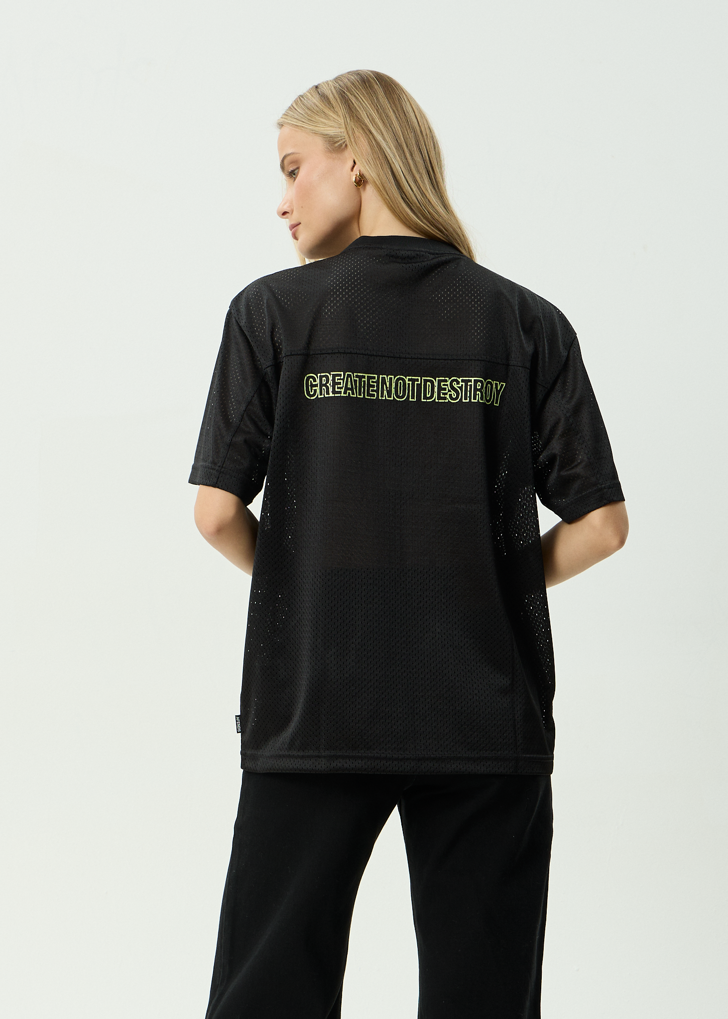 AFENDS Mens Zero Six - Mesh Jersey Boxy Tee - Black