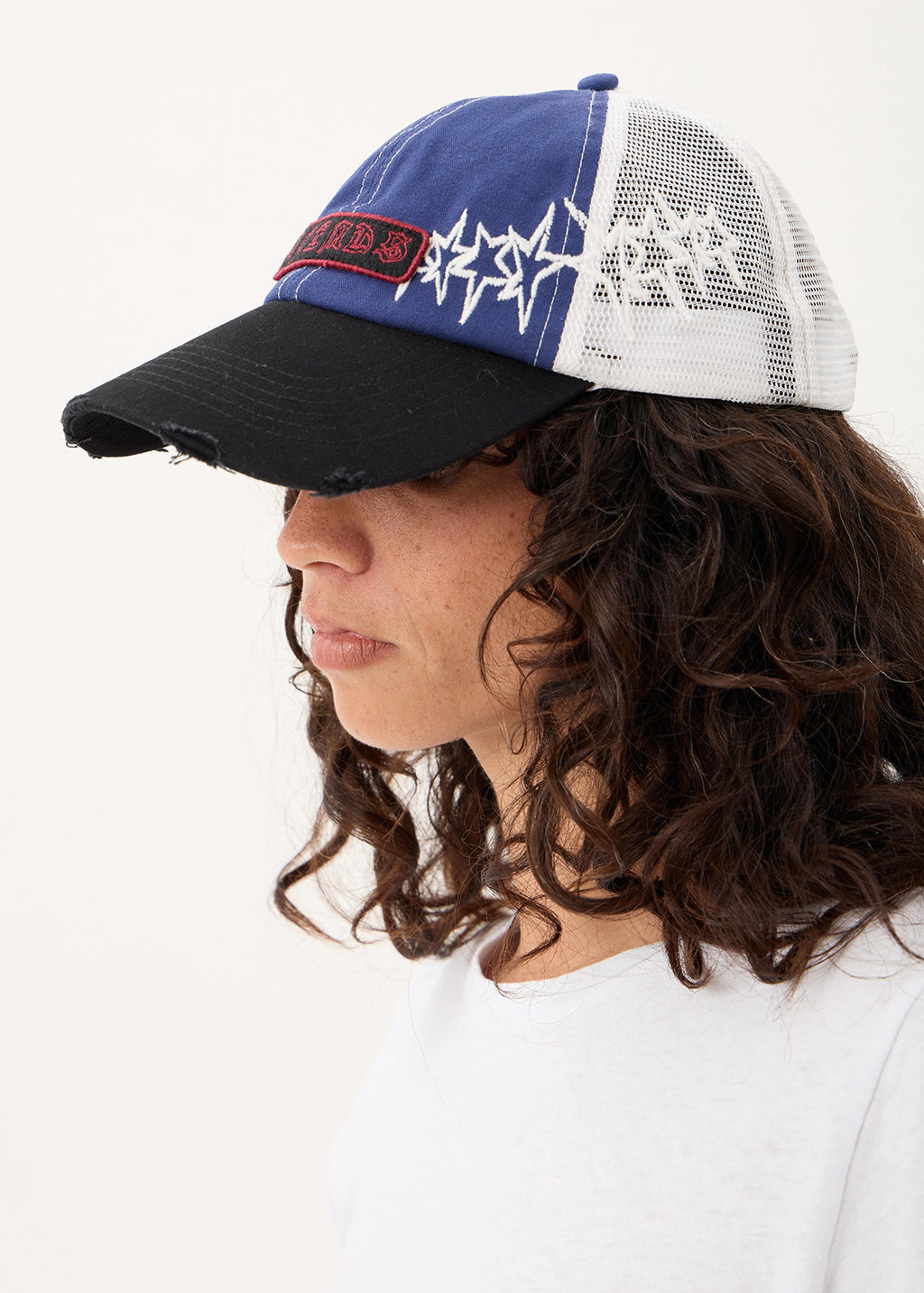 AFENDS Constellation - Six Panel Mesh Cap - Washed Slate Blue