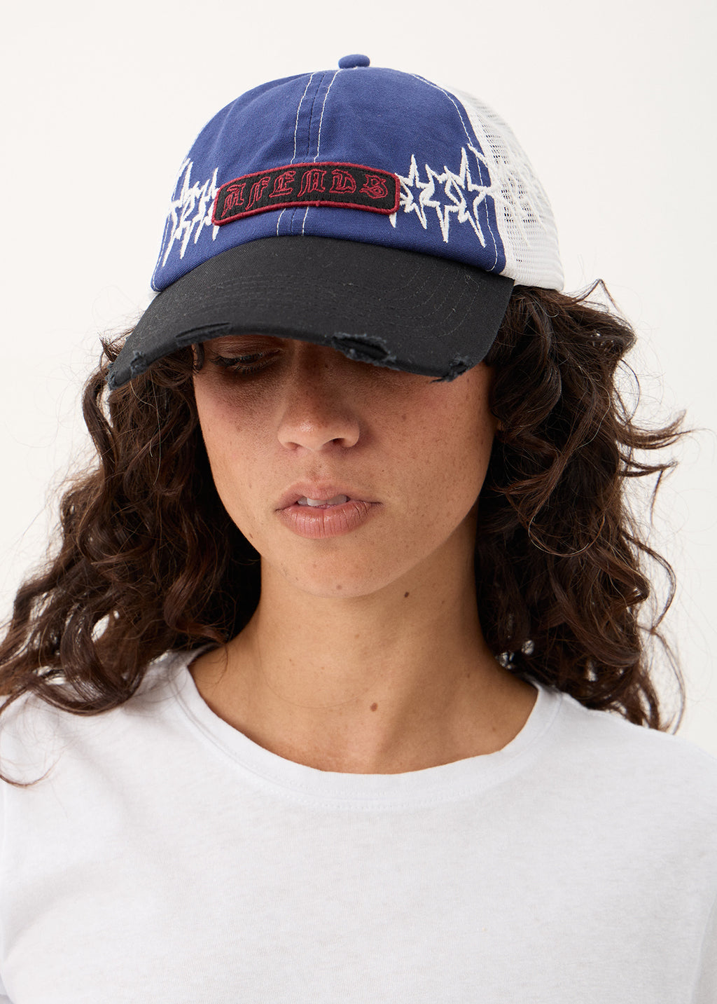 AFENDS Constellation - Six Panel Mesh Cap - Washed Slate Blue