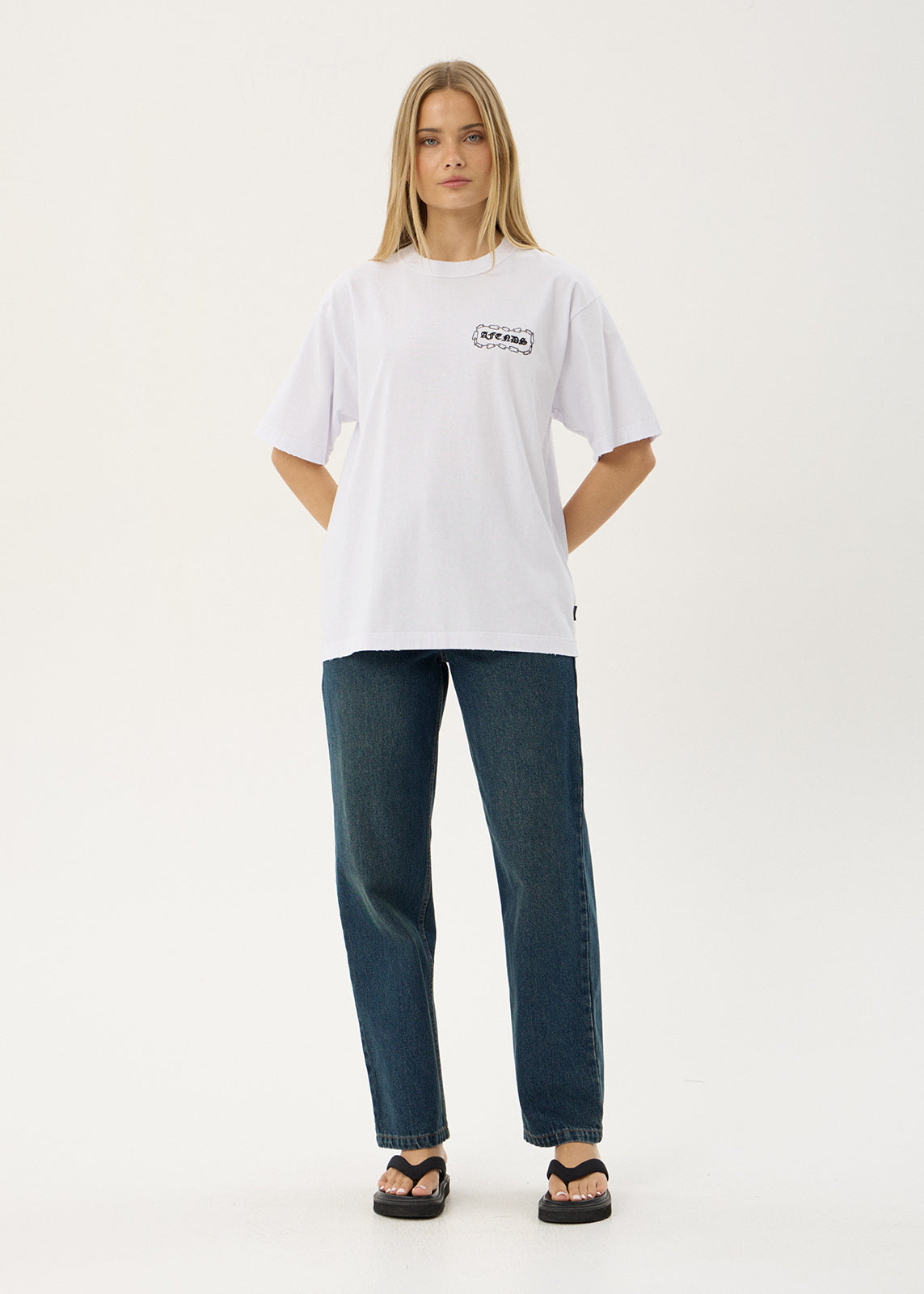 AFENDS Mens Spiritual - Heavyweight Boxy Tee - White