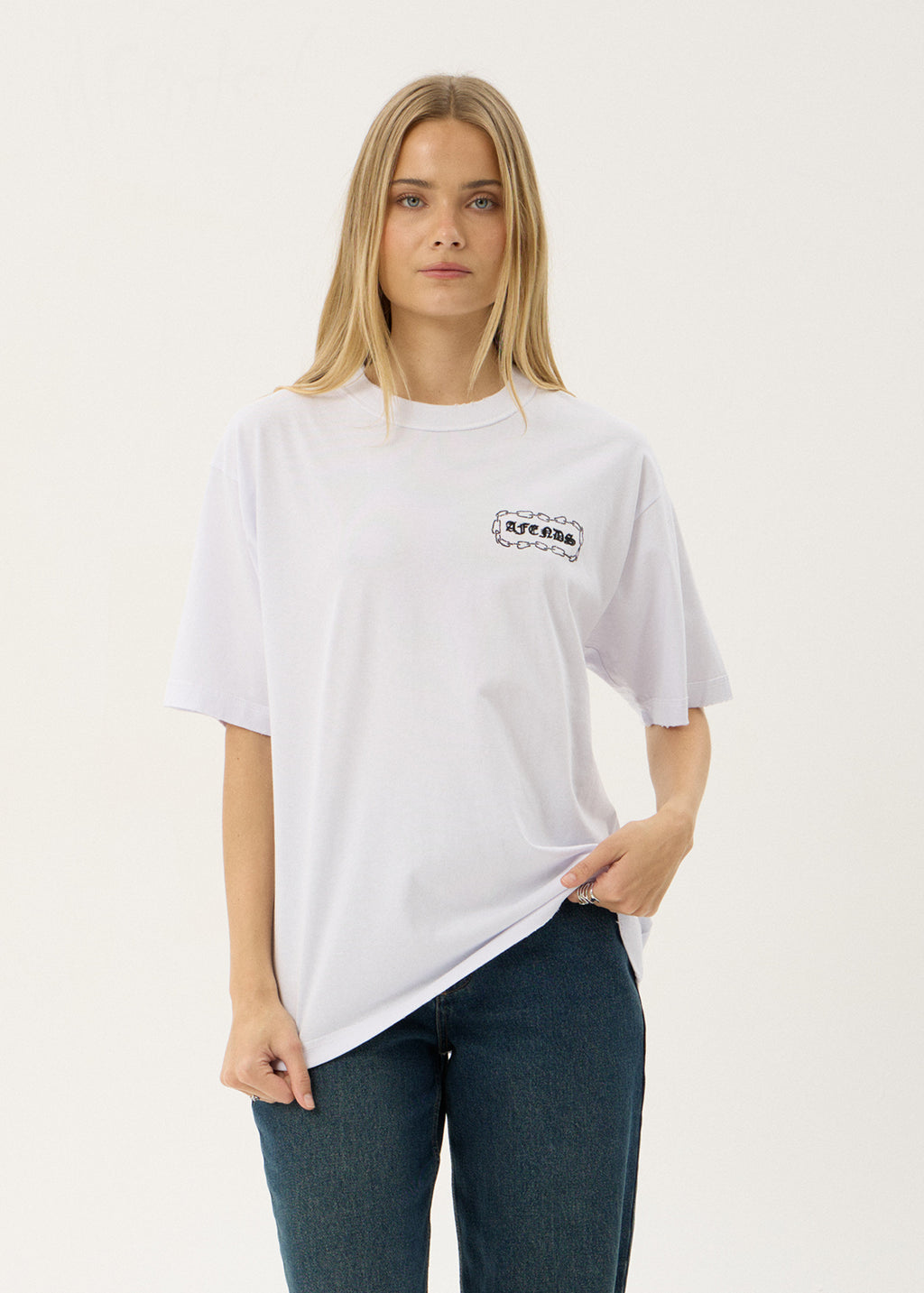 AFENDS Mens Spiritual - Heavyweight Boxy Tee - White