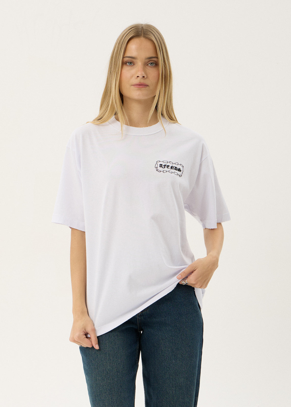 AFENDS Mens Spiritual - Heavyweight Boxy Tee - White