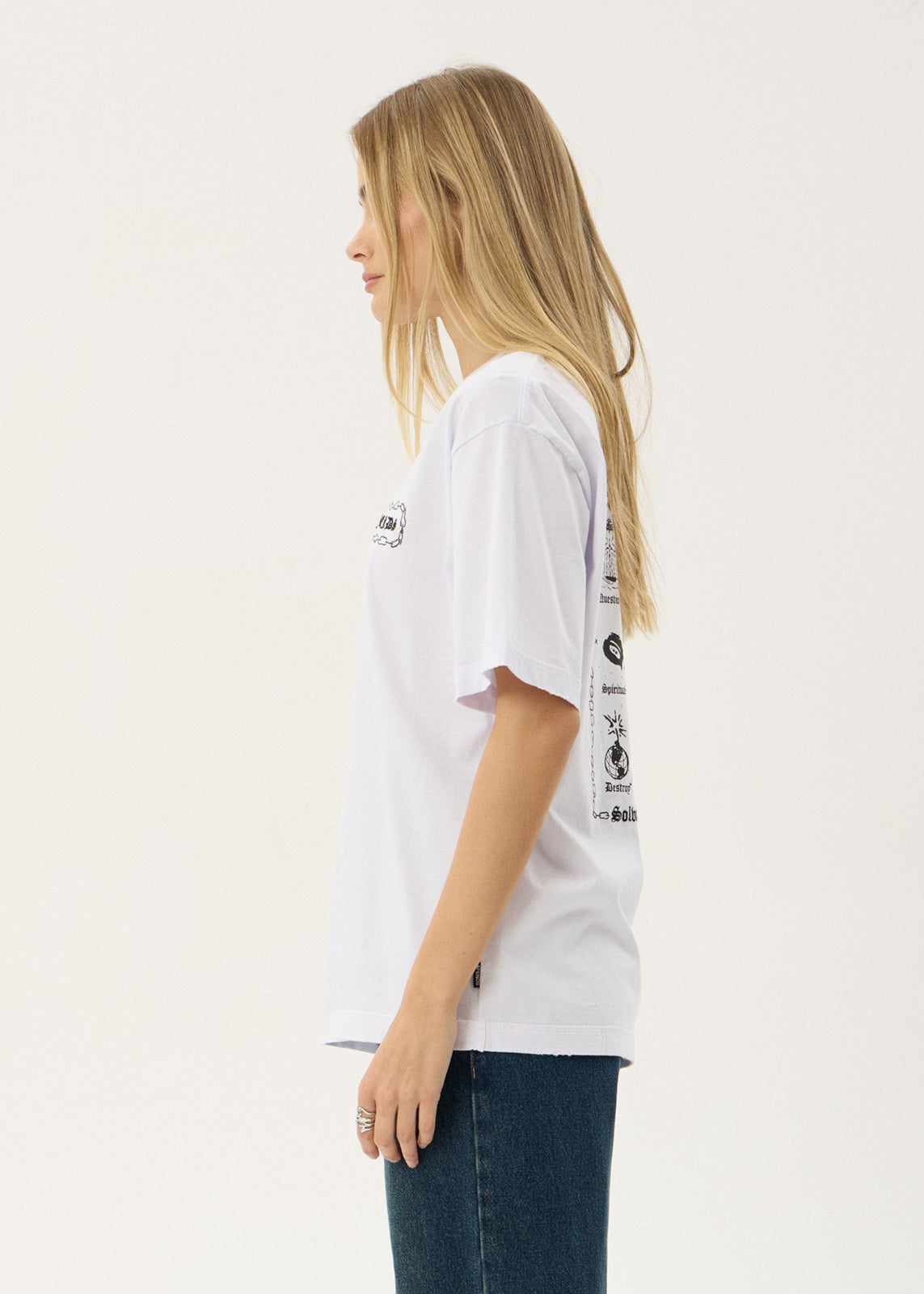 AFENDS Mens Spiritual - Heavyweight Boxy Tee - White