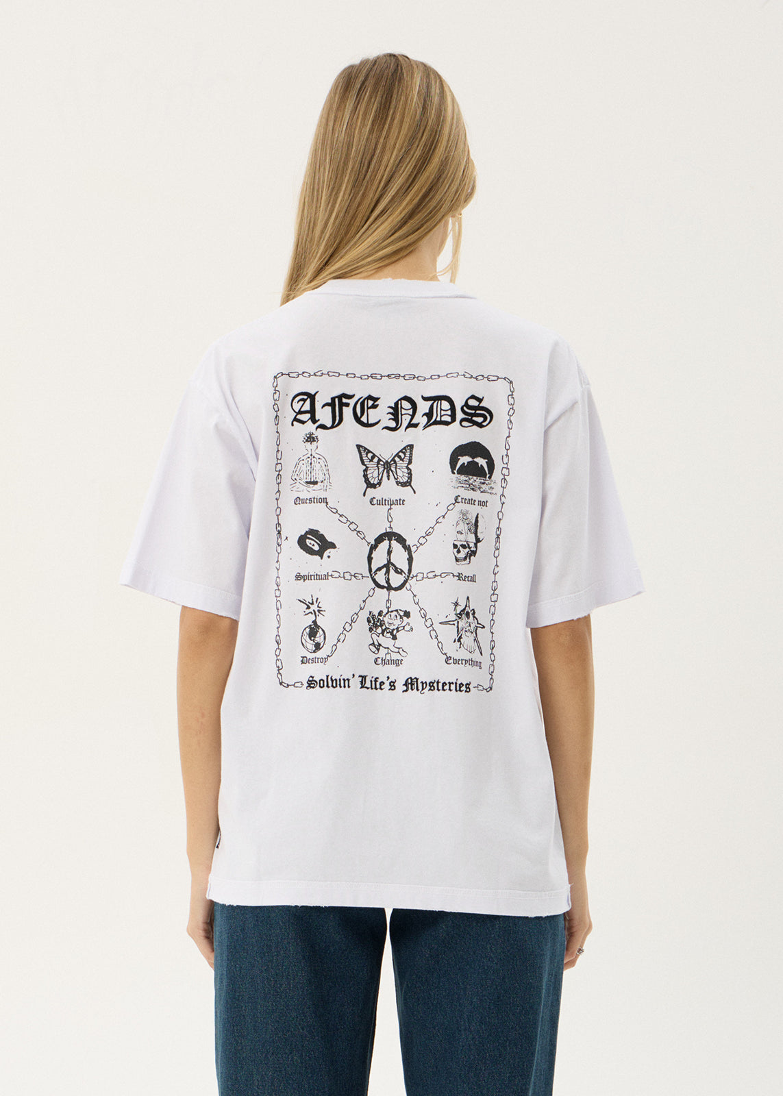 AFENDS Mens Spiritual - Heavyweight Boxy Tee - White
