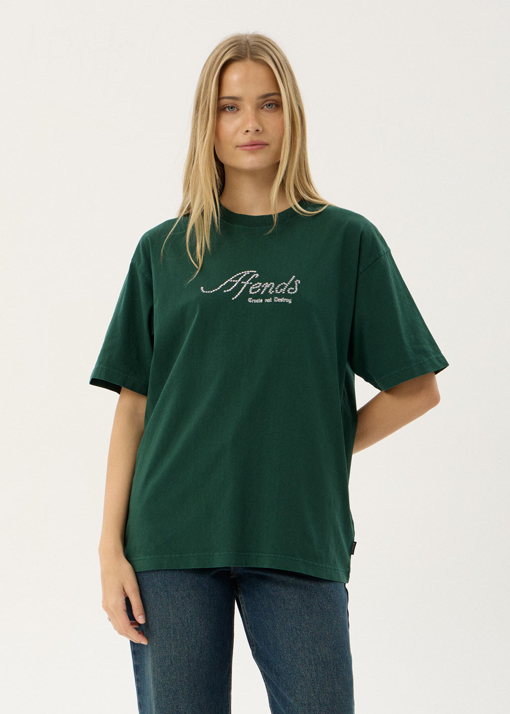 AFENDS Mens Horoscope - Boxy Tee - Washed Pine