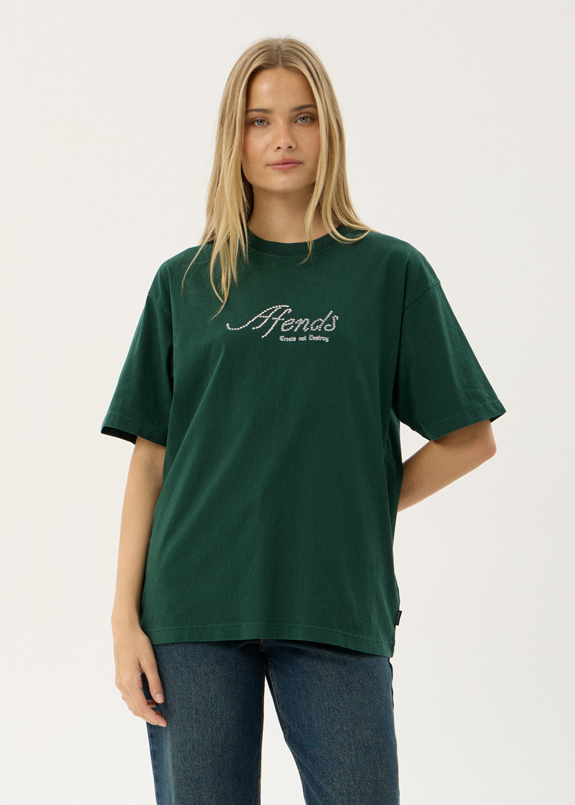 AFENDS Mens Horoscope - Boxy Tee - Washed Pine