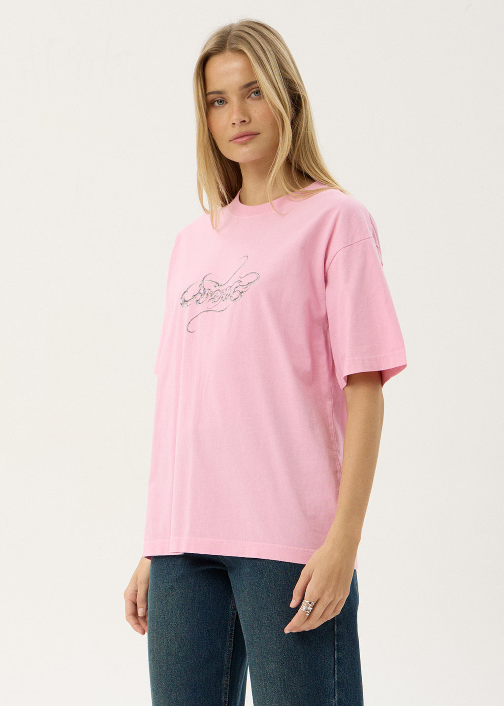 AFENDS Mens Razor - Boxy Tee - Vintage Pink