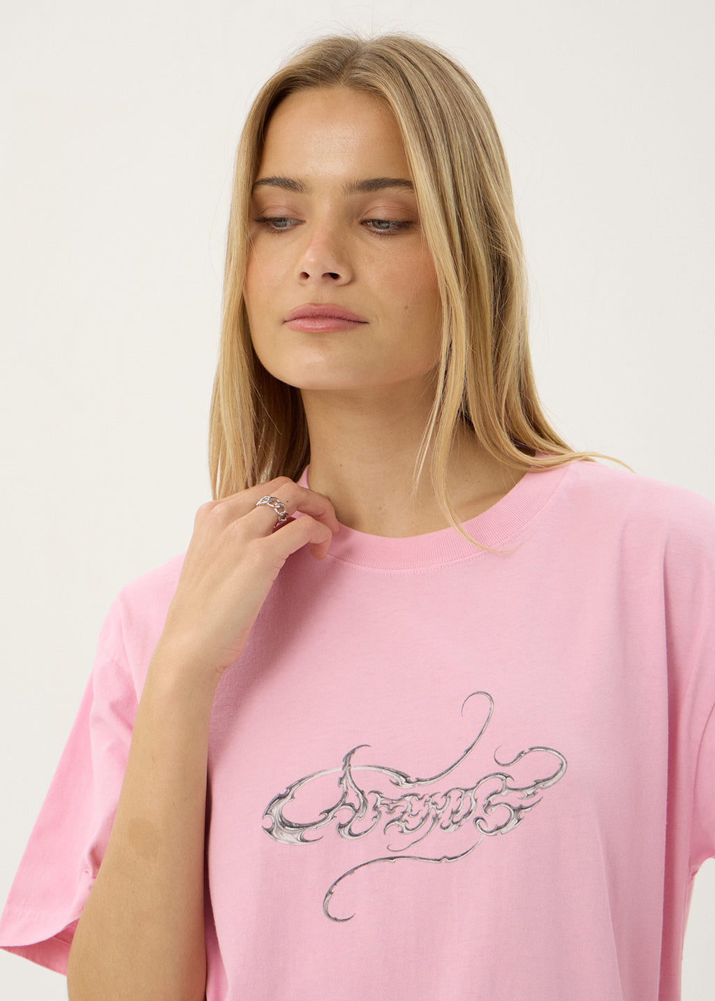 AFENDS Mens Razor - Boxy Tee - Vintage Pink
