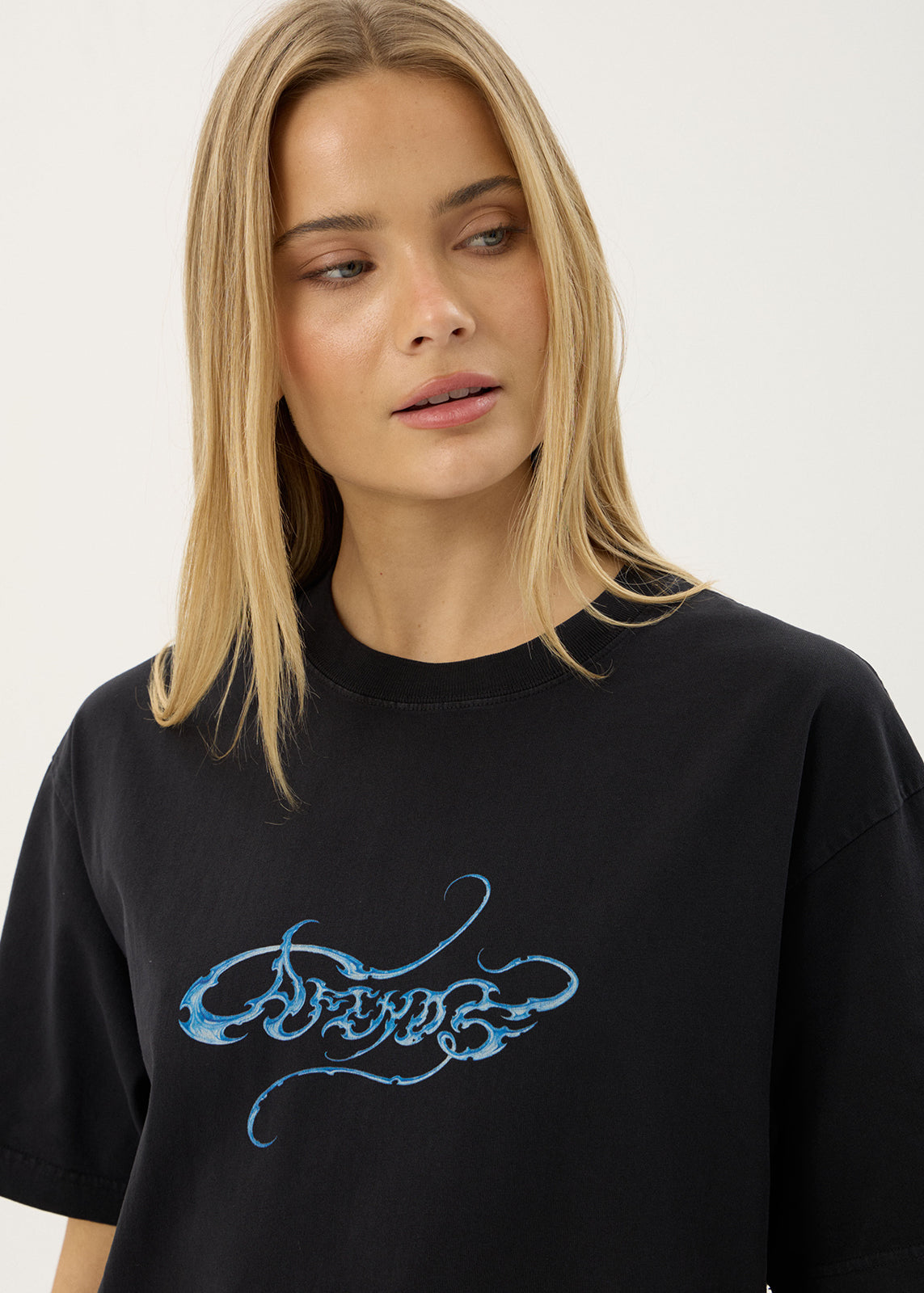 AFENDS Mens Razor - Boxy Tee - Stone Black