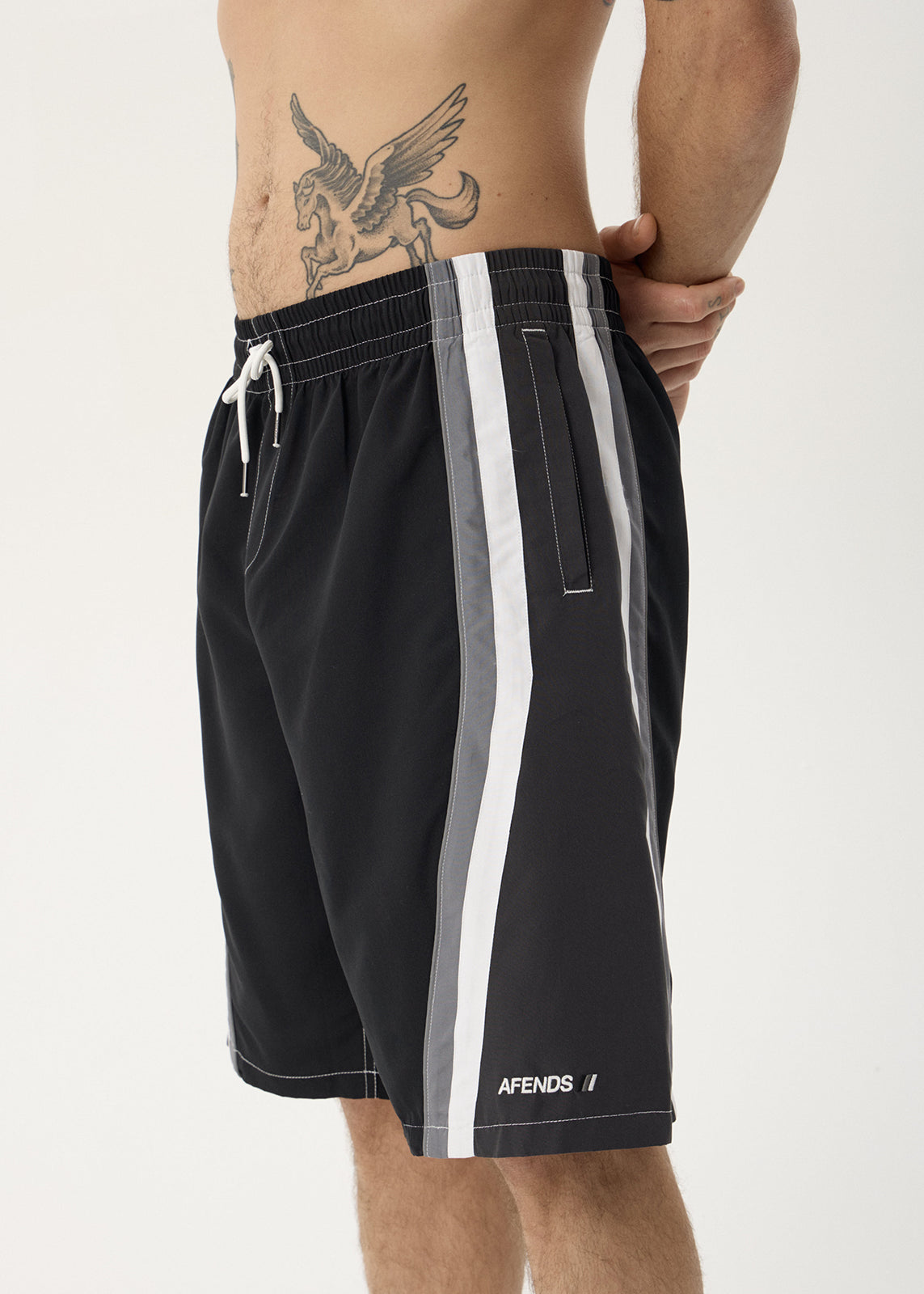 AFENDS Mens Tallows - Swim Short 22" - Black