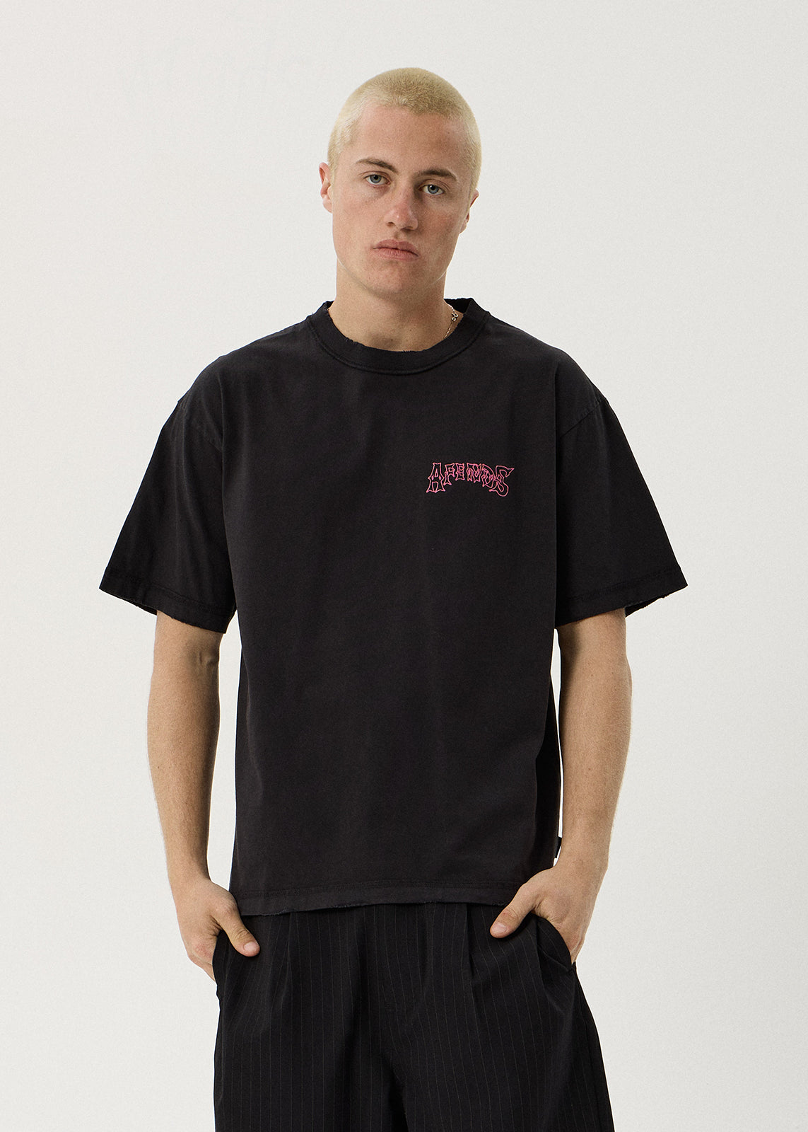 AFENDS Goddess - Heavyweight Boxy Tee - Stone Black