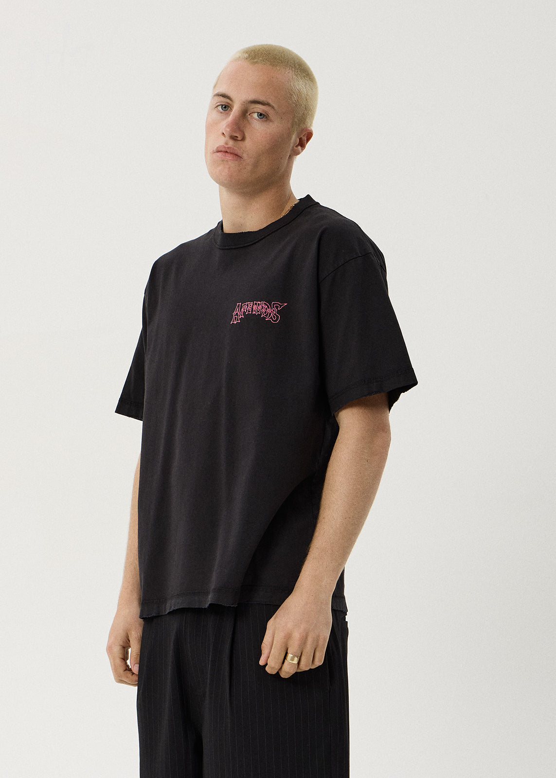 AFENDS Goddess - Heavyweight Boxy Tee - Stone Black