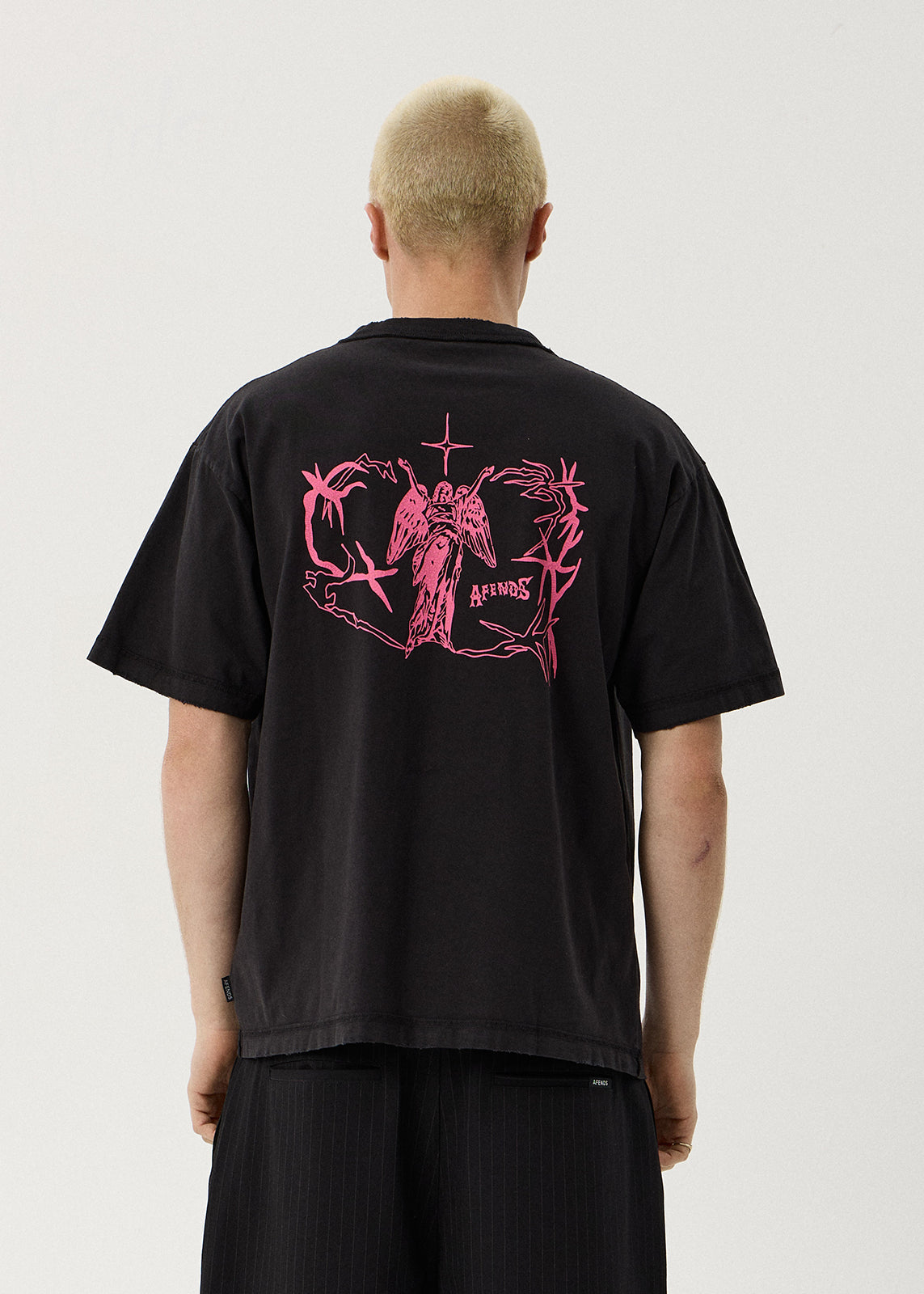 AFENDS Goddess - Heavyweight Boxy Tee - Stone Black